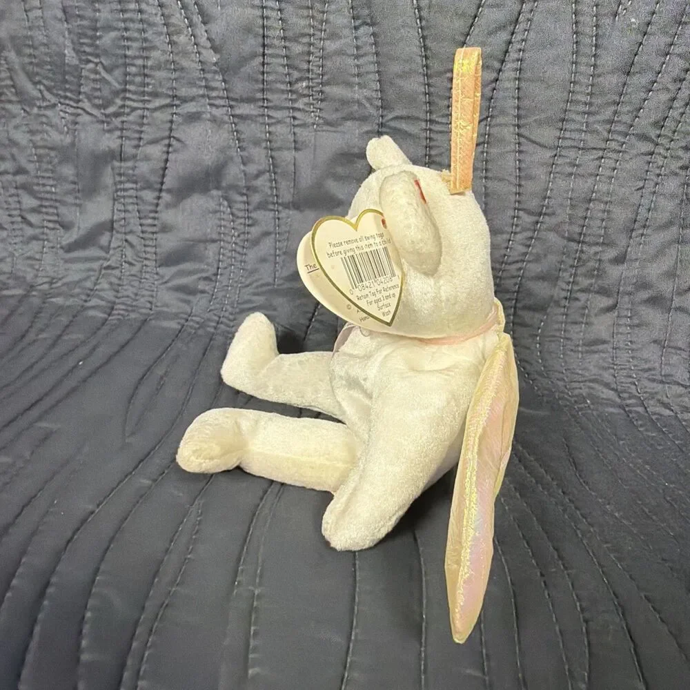 Ty Beanie Baby Halo Angel Bear 1998 DOB White Plush w/ Hang Tag Retired